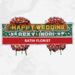 Karangan bunga papan happy wedding 4X1,2 Meter