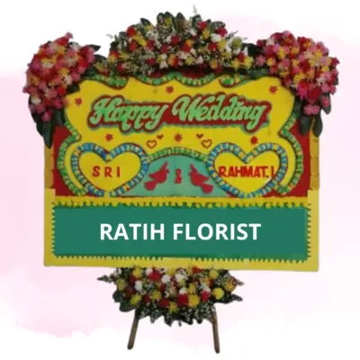Karangan Bunga Papan Happy Wedding Depok